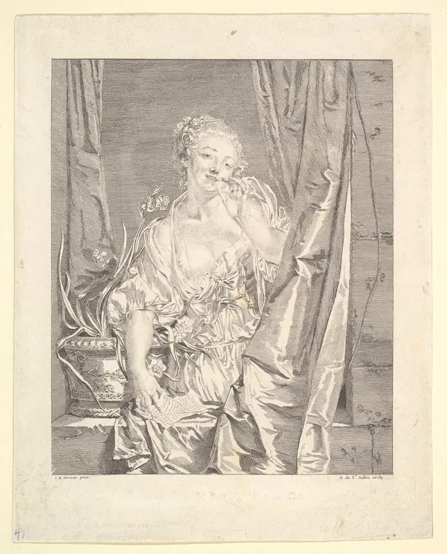 Le Baiser Envoyé (Blowing a Kiss) Wall Art by Augustin de Saint-Aubin - High-Resolution Digital Print