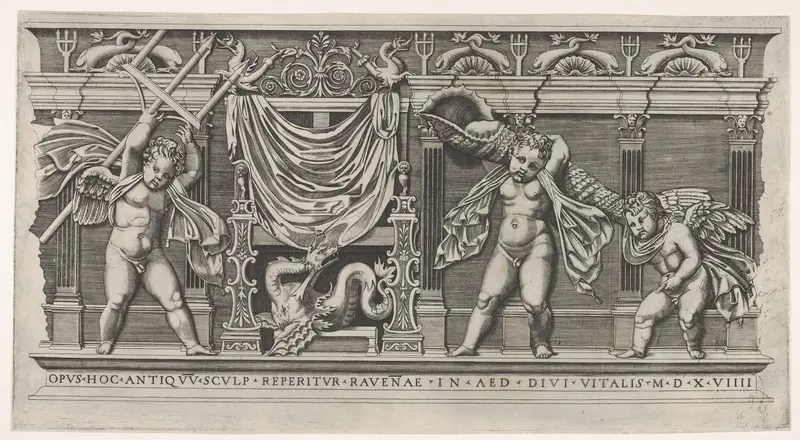 Le Bas Relief aux Trois Amours (The Throne of Neptune) Wall Art by Marco Dente - High-Resolution Digital Print