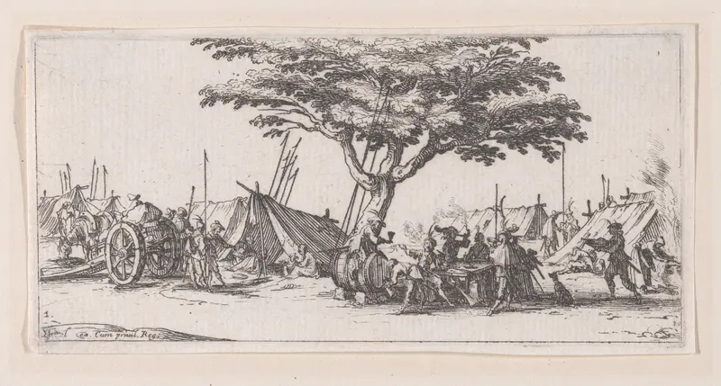 Le Campement (The Camp), plate 1 from "Les Petites Misères de la Guerre" (The Little Miseries of War) Wall Art by Jacques Callot - High-Resolution Digital Print