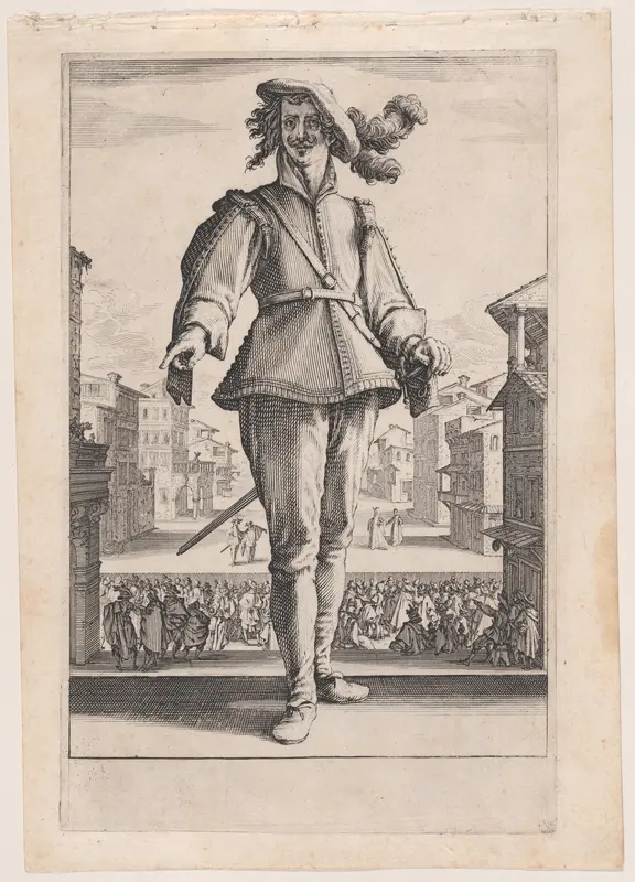 Le Captain ou L'Amoureux, from "Les Trois Pantalons pièces appélees Les Trois Acteurs" (The Three Pants also called the Three Actors) Wall Art by Jacques Callot - High-Resolution Digital Print