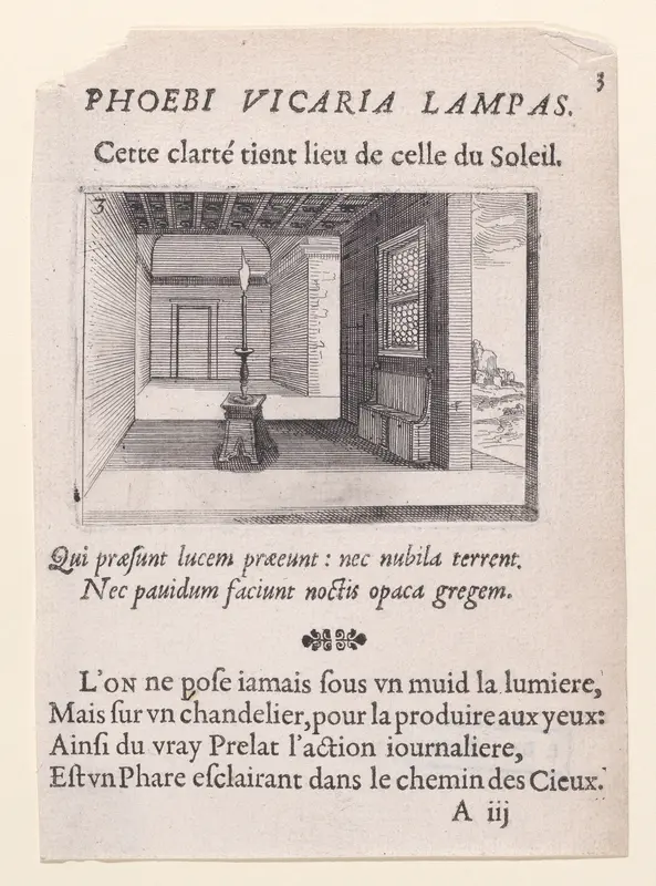 Le Chandelier (The Candelabra), plate 3 from "Lux Claustri ou La Lumière du Cloitre" (The Light of the Cloisters) Wall Art by Jacques Callot - High-Resolution Digital Print