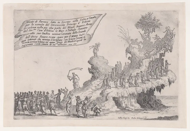Le Char du Mont Parnasse (The Chariot of Mount Parnassus), from "Guerre de Beauté" (Guerra di Bellezza) (War of Beauty) Wall Art by Jacques Callot - High-Resolution Digital Print