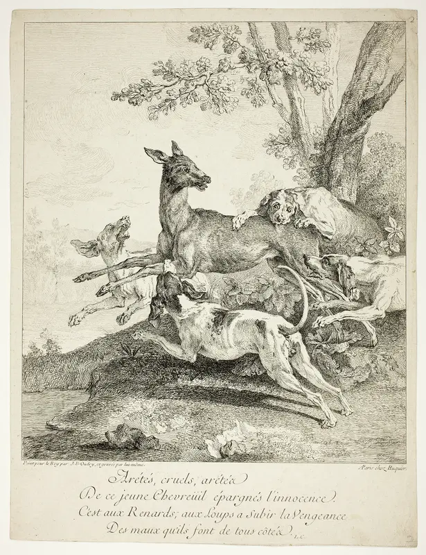 Le Chevreuil force (The Pursued Deer, a series from Four Hunting Subjects)