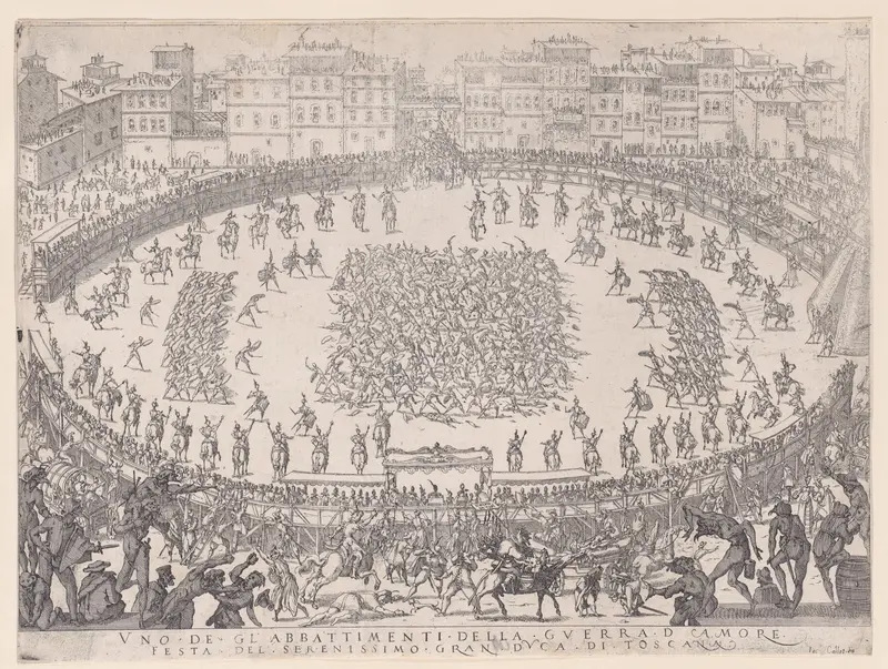 Le Combat des Sections d'Infantrie (The Battle of the Sections of Infantry), from "La Guerre d'Amour" (Guerra d'Amore) (War of Love) Wall Art by Jacques Callot - High-Resolution Digital Print