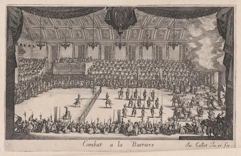 Le Combat (The Combat), from Le Combat a la Barrière in the Palace at Nancy by Henri Humbert, printed by Sebastien Phillipe by Jacques Callot - High-Resolution Digital Print