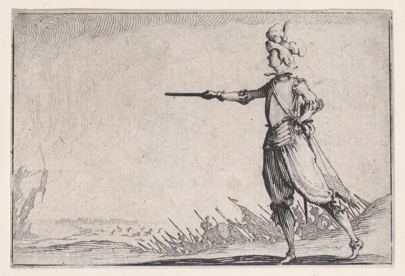 Le Commandant a Pied (The Commander on Foot), from "Les Caprices" Series A, The Florence Set Wall Art by Jacques Callot - High-Resolution Digital Print