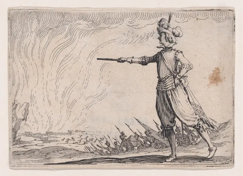 Le Commandant a Pied (The Commander on Foot), from Les Caprices Series B, The Nancy Set Wall Art by Jacques Callot - High-Resolution Digital Print