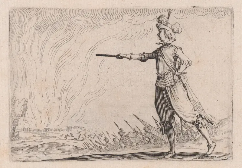 Le Commandant a Pied (The Commander on Foot), from "Les Caprices" Series B, The Nancy Set Wall Art by Jacques Callot - High-Resolution Digital Print