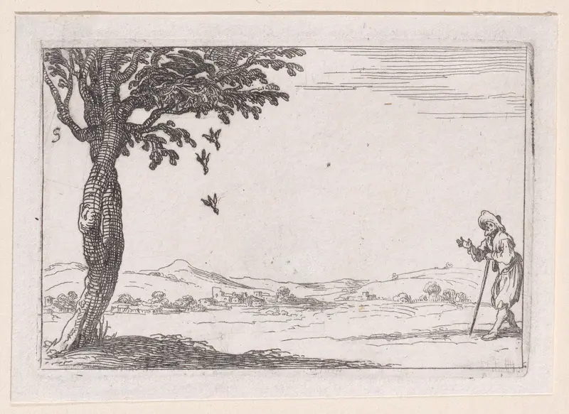 Le Corbeau et ses Petits (The Raven and his Young), plate 5 from "Lux Claustri ou La Lumière du Cloitre" (The Light of the Cloisters) Wall Art by Jacques Callot - High-Resolution Digital Print