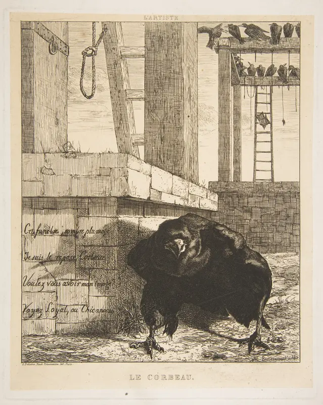 Le Corbeau, from "L'Artiste" Wall Art by Félix Bracquemond - High-Resolution Digital Print