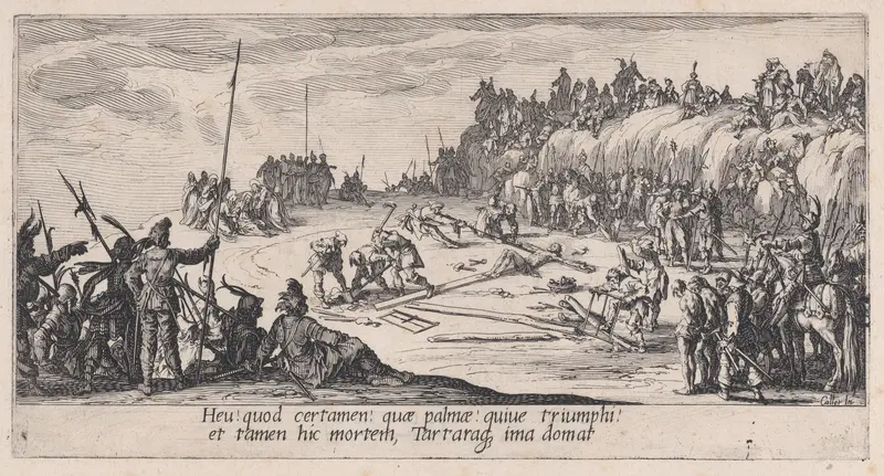 Le Crucifiement (The Crucifixion), from "La Grande Passion" (The Large Passion) Wall Art by Jacques Callot - High-Resolution Digital Print