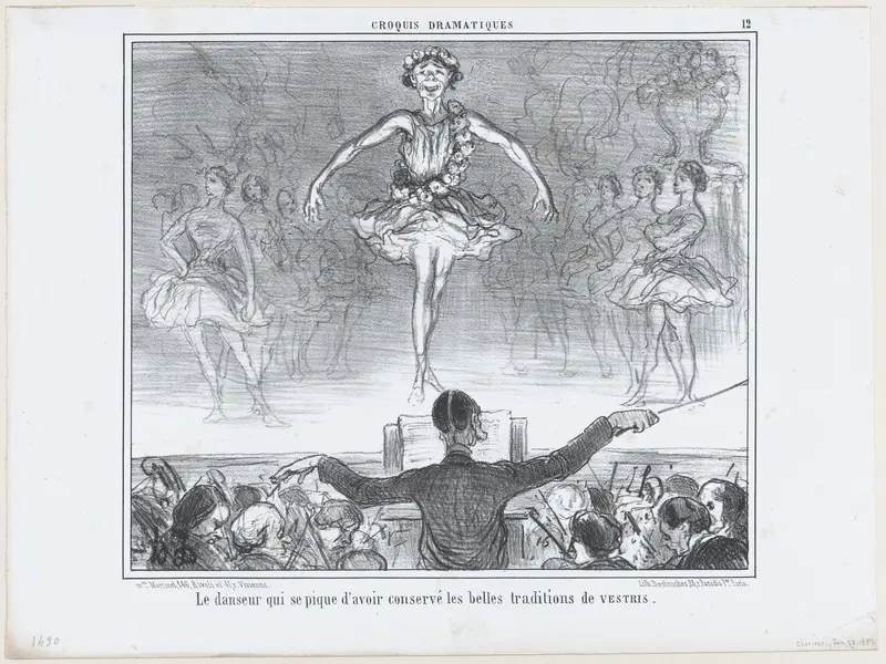 Le danseur qui se pique d'avoir conservé..., from Croquis Dramatiques, published in Le Charivari, January 23, 1857 Wall Art by Honoré Daumier - High-Resolution Digital Print