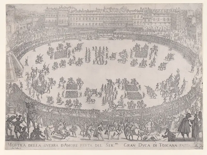 Le Défilé Entrée des Chars de l'Afrique et de l'Aise (The Entrance Parade of the Chariots of Africa and Asia), from "La Guerre d'Amour" (Guerra d'Amore) (War of Love) Wall Art by Jacques Callot - High-Resolution Digital Print