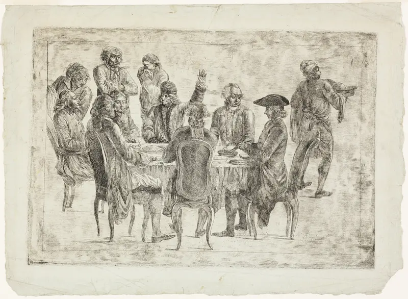 Le Déjeuner de Voltaire à Ferney or Le Souper des Philosophes Wall Art by Jean Huber - High-Resolution Digital Print