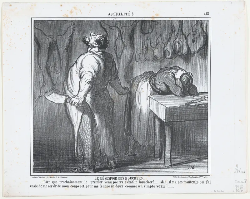 Le Désespoir des Bouchers, from Actualités, published in Le Charivari, November 21, 1857 Wall Art by Honoré Daumier - High-Resolution Digital Print