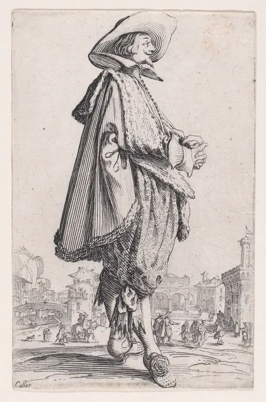 Le Gentilhomme aux Mains Jointes (The Gentleman with his Hands Joined), from "La Noblesse" (The Nobility) Wall Art by Jacques Callot - High-Resolution Digital Print