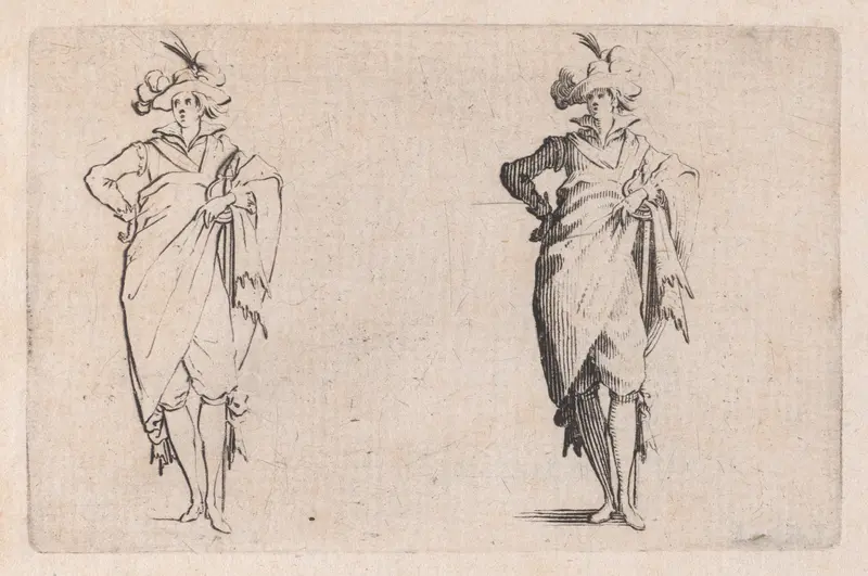 Le Gentilhomme de Face, la Main Droite sur la Hanche (The Gentleman Facing the Front, his Right Hand on his Hip), from "Les Caprices" Series B, The Nancy Set Wall Art by Jacques Callot - High-Resolution Digital Print