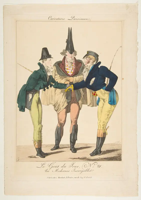 Le Goût du Jour, No. 21: Les Modernes Incroyables, from "Caricatures Parisiennes" Wall Art by Georges Jacques Gatine - High-Resolution Digital Print