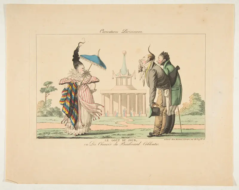 Le Goût du Jour ou Des Chinois du Boulevard Coblentz, from "Caricatures Parisiennes" Wall Art by Aaron Martinet - High-Resolution Digital Print