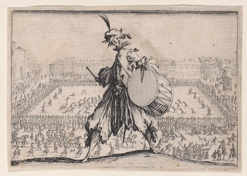 Le Jeu de Paume sur la Place Sainte-Croix, a Florence (The Tennis Game on the Piazza Santa Croce in Florence), from Les Caprices Series A, The Florence Set Wall Art by Jacques Callot - High-Resolution Digital Print