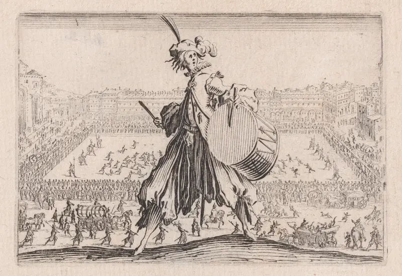 Le Jeu de Paume sur la Place Sainte-Croix, a Florence (The Tennis Game on the Piazza Santa Croce in Florence), from "Les Caprices" Series B, The Nancy Set Wall Art by Jacques Callot - High-Resolution Digital Print