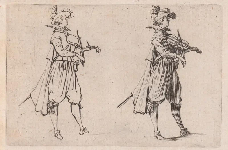 Le Jouer de Violon (The Violin Player), from "Les Caprices" Series B, The Nancy Set Wall Art by Jacques Callot - High-Resolution Digital Print