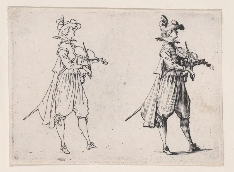 Le Joueur de Violin (The Violin Player), from Les Caprices Series A, The Florence Set Wall Art by Jacques Callot - High-Resolution Digital Print