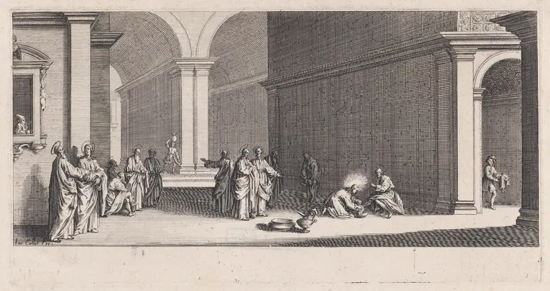 Le Lavement des Pieds (The Washing of the Feet), from "La Grande Passion" (The Large Passion) Wall Art by Jacques Callot - High-Resolution Digital Print
