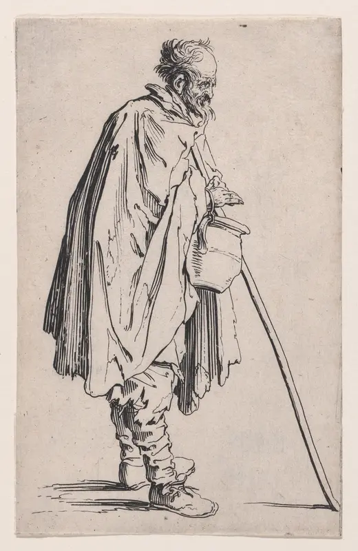 Le Mendiant au Couvet (The Beggar of Couvet), from "Les Gueux suite appelée aussi Les Mendiants, Les Baroni, ou Les Barons" (The Beggars, also called the Barons) Wall Art by Jacques Callot - High-Resolution Digital Print