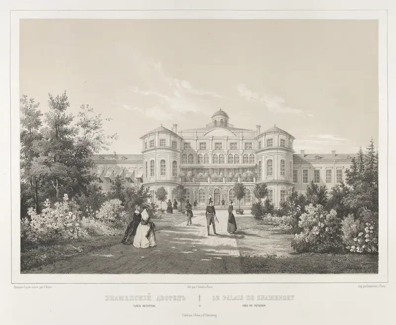 Le Palais de Znamensky près de Peterhof, from "Vues pittoresques des palais & jardins impériaux aux environs de St. Petersbourg" Wall Art by J. Meyer - High-Resolution Digital Print