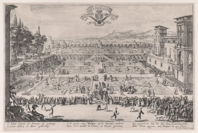 Le Parterre de Nancy ou Jardin de Nancy (The Flower Bed of Nancy or the Garden of Nancy) Wall Art by Jacques Callot - High-Resolution Digital Print
