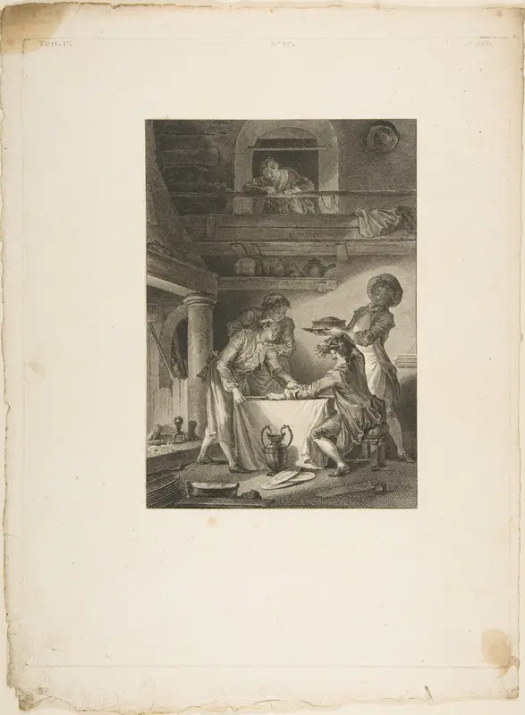 Le Pate d'Anguilles, from "Contes et nouvelles en vers par Jean de La Fontaine.  A Paris, de l'imprimerie de  P. Didot, l'an III de la République, 1795"