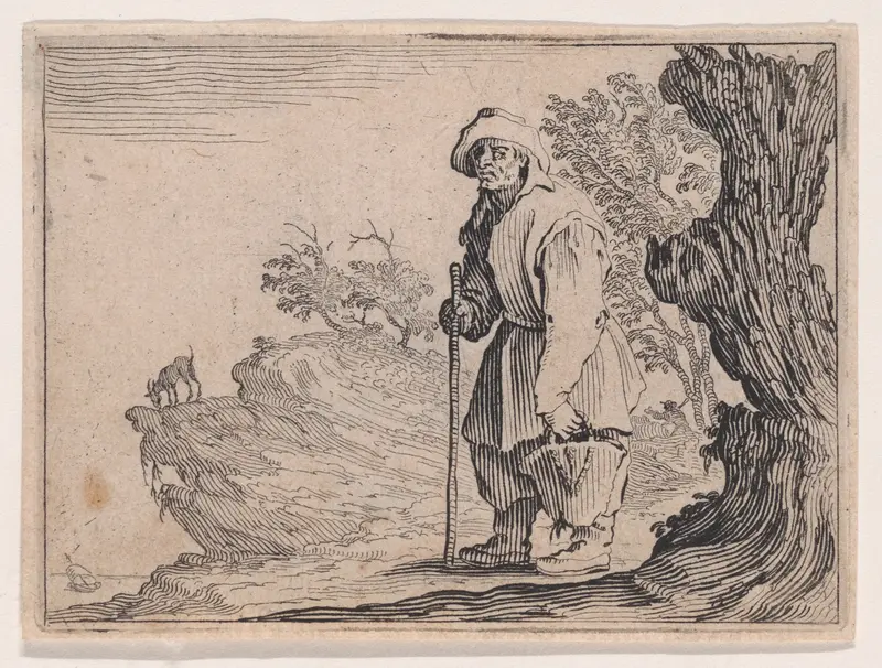 Le Paysan Portant son Sac (The Peasant Carrying his Sack), from Les Caprices Series B, The Nancy Set Wall Art by Jacques Callot - High-Resolution Digital Print