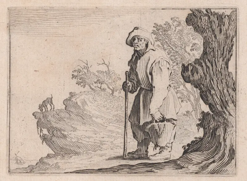 Le Paysan Portant son Sac (The Peasant Carrying his Sack), from "Les Caprices" Series B, The Nancy Set Wall Art by Jacques Callot - High-Resolution Digital Print