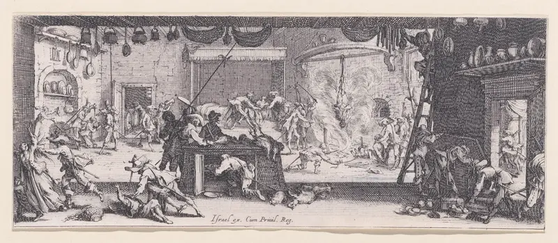 Le Pillage d'une Ferme, plate 5 from "Les Misères et les Mal-Heures de la Guerre" (The Miseries and Misfortunes of War) Wall Art by Jacques Callot - High-Resolution Digital Print