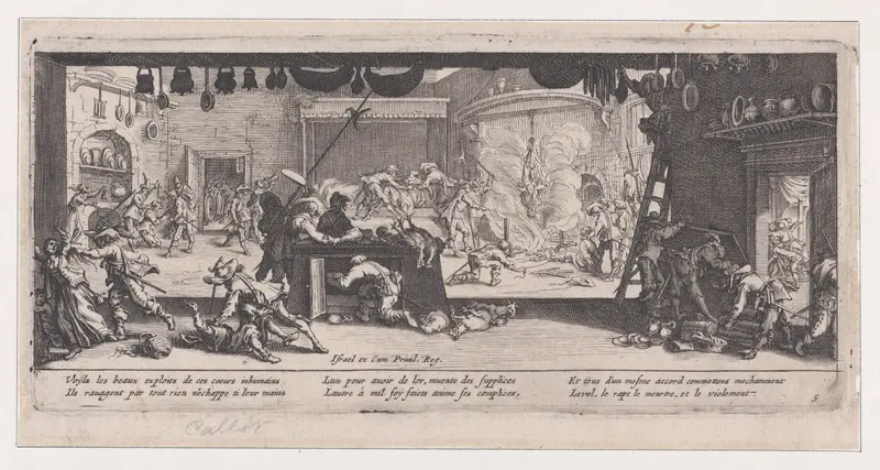 Le Pillage d'une Ferme (The Looting of a Farm), from Les Misères et les Mal-Heures de la Guerre (The Miseries and Misfortunes of War), plate 5 Wall Art by Jacques Callot - High-Resolution Digital Print