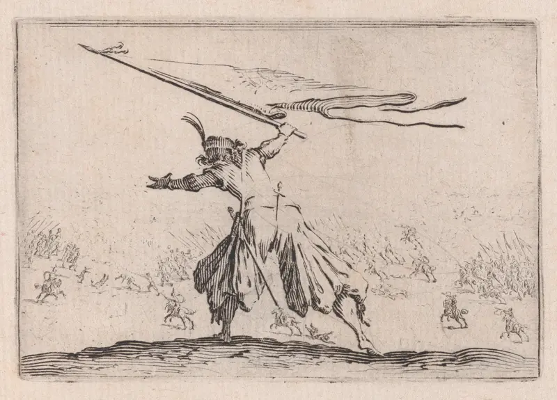 Le Porte-Étendard (The Standard Bearer), from "Les Caprices" Series B, The Nancy Set Wall Art by Jacques Callot - High-Resolution Digital Print