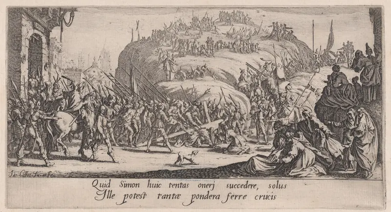 Le Portement de Croix (Christ Carrying the Cross), from "La Grande Passion" (The Large Passion) Wall Art by Jacques Callot - High-Resolution Digital Print