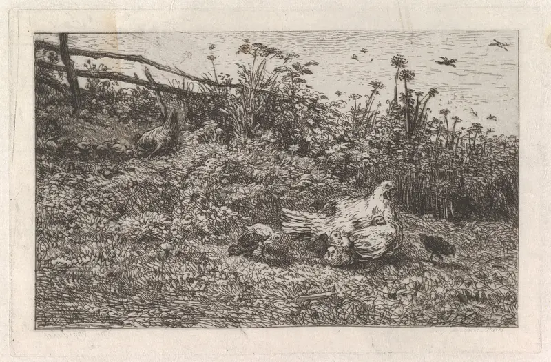 Le Poule et ses Poussins Wall Art by Charles-François Daubigny - High-Resolution Digital Print