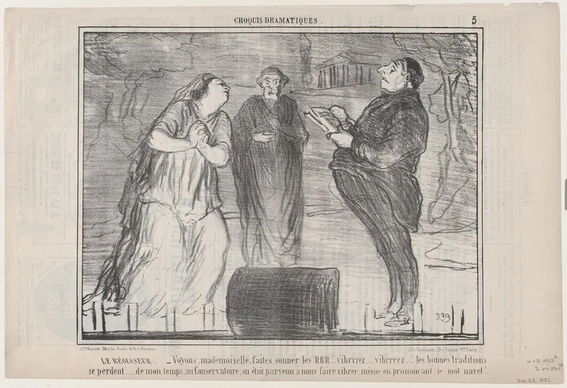 Le Régisseur. – Voyons mademoiselle, faites sonner..., from "Croquis Dramatiques" Wall Art by Honoré Daumier - High-Resolution Digital Print