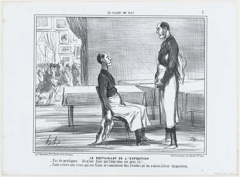 Le Restaurant de L'Exposition, from Le Salon de 1857, published in "Le Charivari" Wall Art by Honoré Daumier - High-Resolution Digital Print