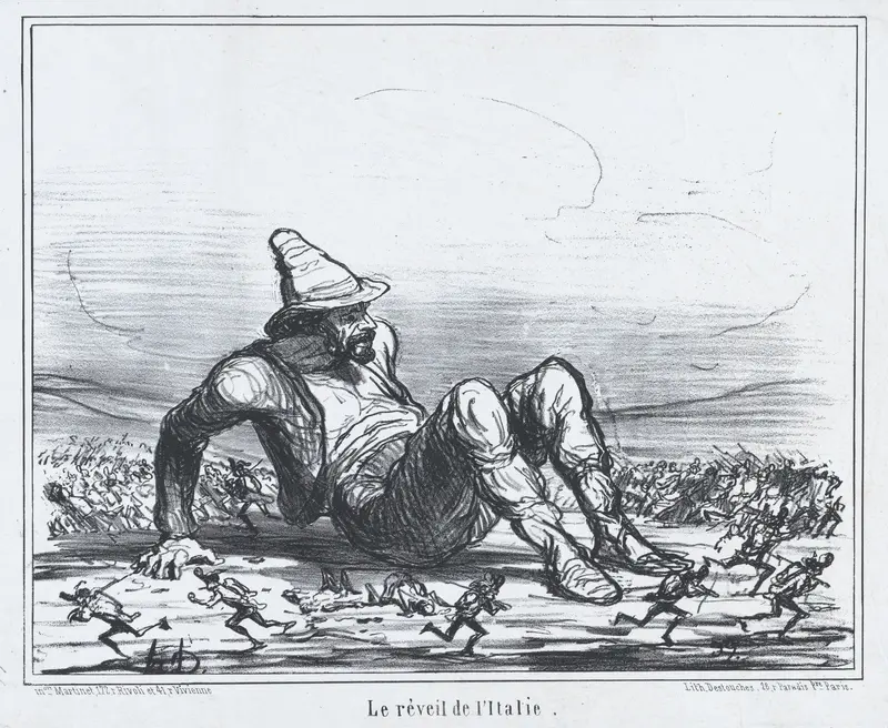 Le Réveil de l'Italie, from Actualités, published in "Le Charivari" Wall Art by Honoré Daumier - High-Resolution Digital Print