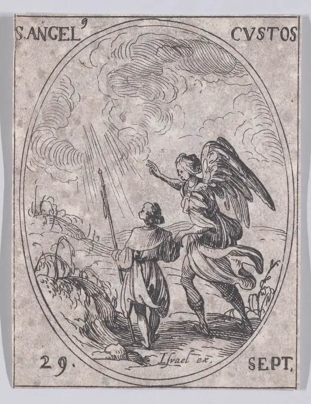 Le Saint Ange Gardien (The Guardian Angel), September 29th, from "Les Images De Tous Les Saincts et Saintes de L'Année" (Images of All of the Saints and Religious Events of the Year) Wall Art by Jacques Callot - High-Resolution Digital Print