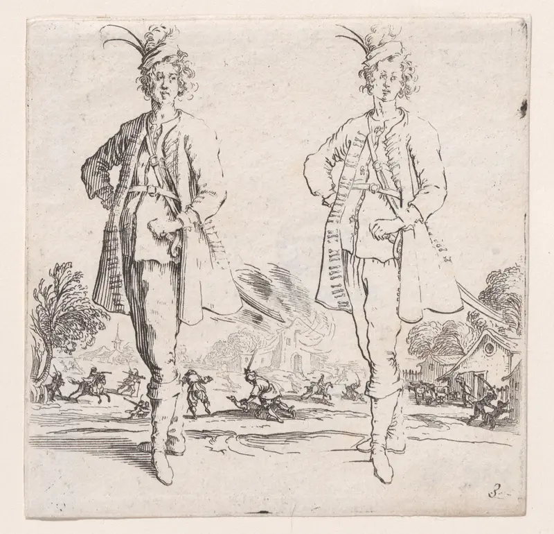 Le Turc Vu de Face, La Main Droite Posée sur la Hanche (Front View of the Turk, Right Hand Placed on Hip), plate 3 from "Varie Figure" (Various Figures) Wall Art by Jacques Callot - High-Resolution Digital Print