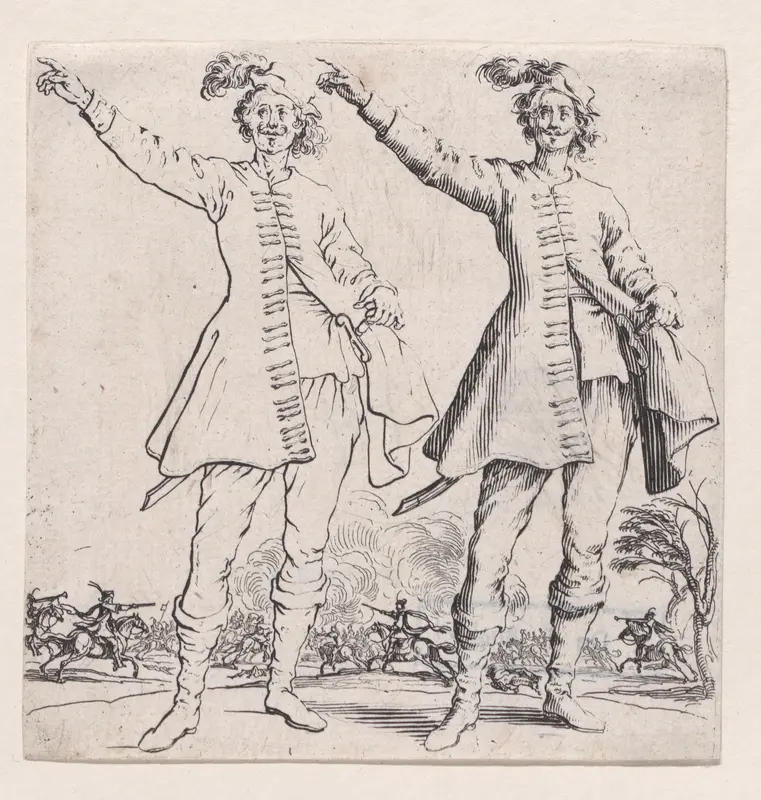 Le Turc vu de Face, Levant le Bras Droit (Front View of the Turk, Raising his Right Arm), from "Varie Figure" (Various Figures) Wall Art by Jacques Callot - High-Resolution Digital Print