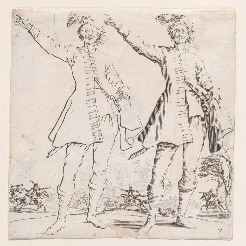 Le Turc Vu de Face, Levant le Bras Droit (Front View of the Turk, Raising his Right Arm), plate 7 from "Varie Figure" (Various Figures) Wall Art by Jacques Callot - High-Resolution Digital Print