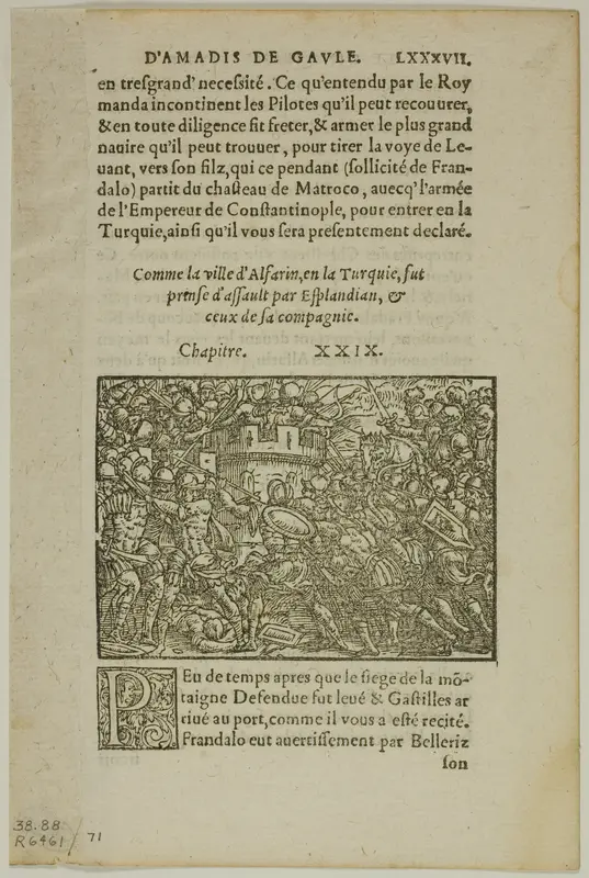 Leaf from Amadis de Gaule, plate 71 from Woodcuts from Books of the XVI Century Wall Art by Unknown artist - High-Resolution Digital Print