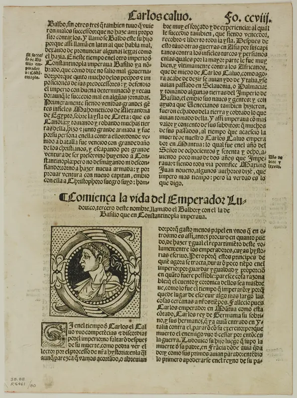 Leaf from Hystoria Imperial by Pedro Mexía, plate 80 from Woodcuts from Books of the XVI Century Wall Art by Unknown artist - High-Resolution Digital Print