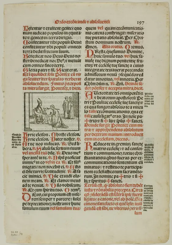 Leaf from Pontificale Romanum, plate 91 from Woodcuts from Books of the XVI Century Wall Art by Unknown artist - High-Resolution Digital Print