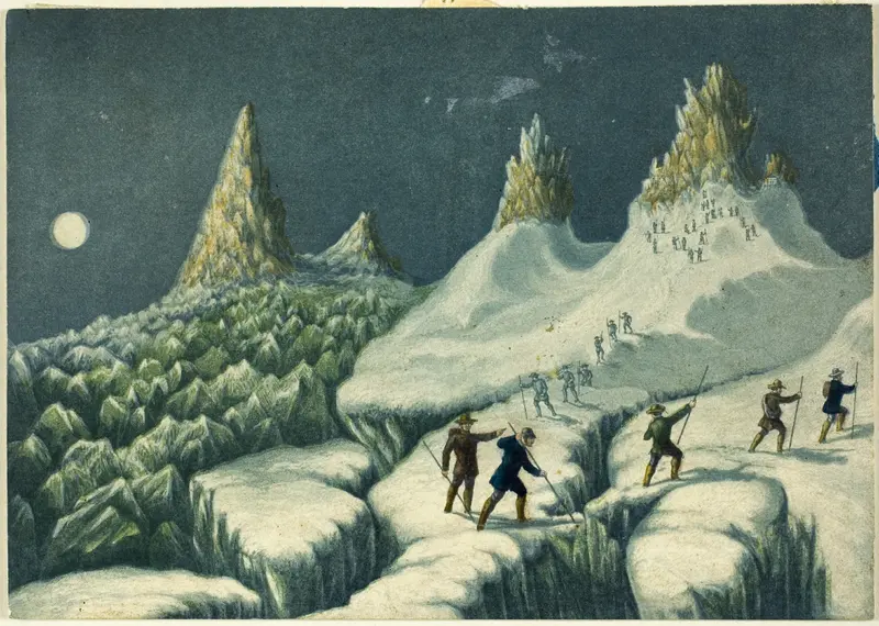 Leaving the Grands Mulets, from Ascent of Mont Blanc